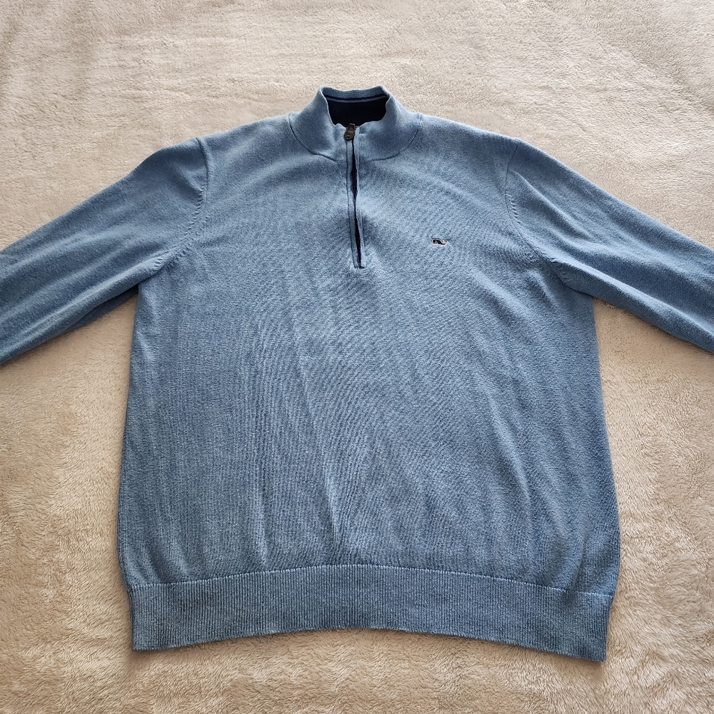 Vineyard Vines Palm Beach Cotton-Cashmere 1/4 Zip Sweater, Men's Large - GUC - Picture 7 of 8